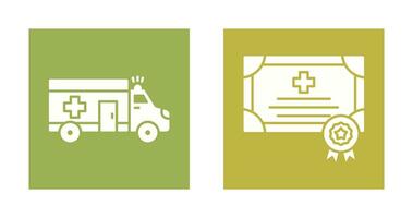 Ambulance and Certificate Icon vector