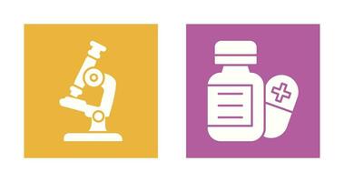 Microscope and Pill Icon vector