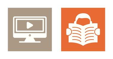 Video Lesson and Reading Icon vector