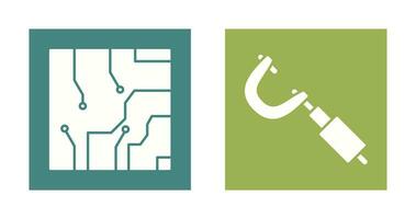 Electrical circuit and Micrometer Icon vector