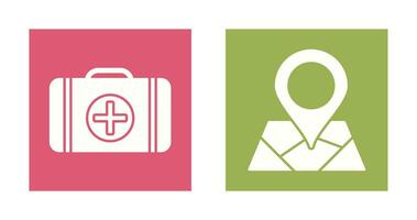 First Aid Kit and Map Icon vector