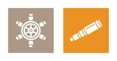 Ship Wheel and Binocular Icon vector