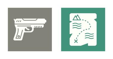 pistola y tesoro icono vector