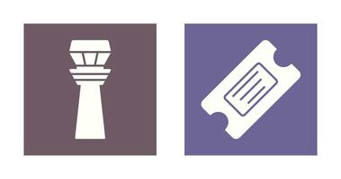 Control Tower and Ticket Icon vector