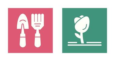 Gardening Tools and Tulip Icon vector