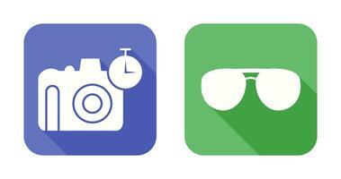 glasses and timer on camera Icon vector