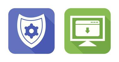 security settings and download webpage Icon vector