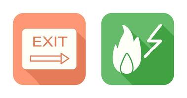 exit and electricity fire Icon vector