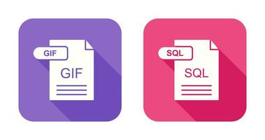 GIF and SQL Icon vector
