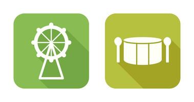 Ferris Wheel and Drum Icon vector