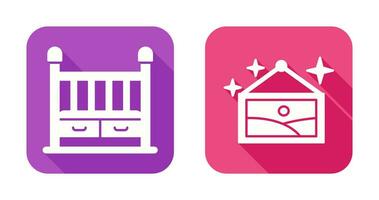 Baby Crib and Picture Icon vector