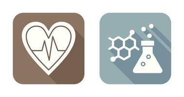 Cardiogram and Chemistry Icon vector