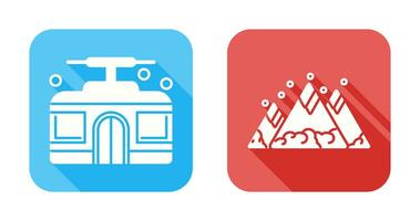 Mountain and Cable Car Icon vector