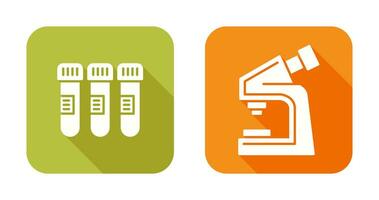 prueba tubo y microscopio icono vector