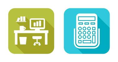 Office Desk and Calculator Icon vector