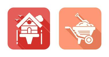 Diging and Birdhouse Icon vector