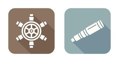 Ship Wheel and Binocular Icon vector