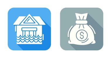 Natural Disaster and Money Bag Icon vector