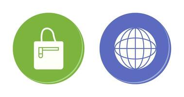 handbag and globe  Icon vector