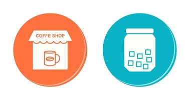 Coffee Shop And sugar Bottle  Icon vector