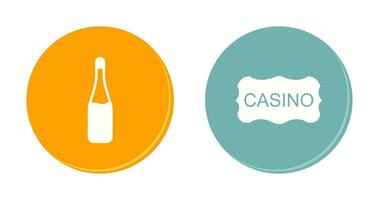 champgane bottle and casino sign  Icon vector