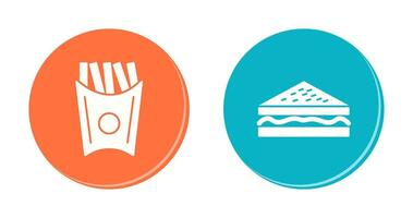 french fries and sandwich  Icon vector