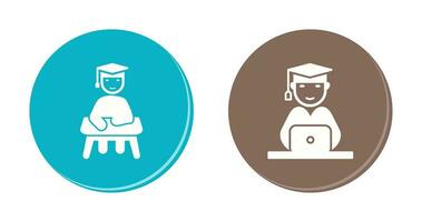 Studying on Desk and Student on Laptop Icon vector