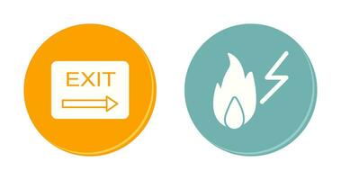 exit and electricity fire Icon vector