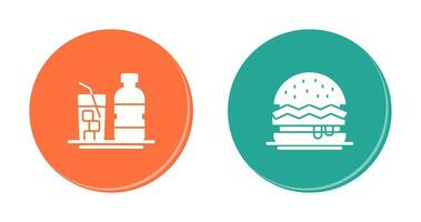 mineral agua y hamburguesa icono vector