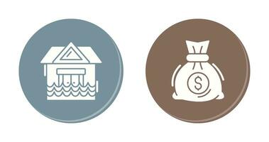 Natural Disaster and Money Bag Icon vector