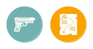 pistola y tesoro icono vector