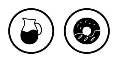 milk jug and cream doughnut  Icon vector