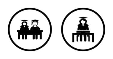 Students Sitting and Female Student Icon vector