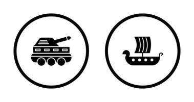 Infantry Tank and Viking Ship Icon vector