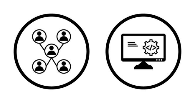 Company Network and Code Optimization Icon vector