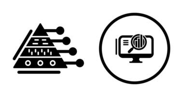 Pyramid Graph and Search Icon vector