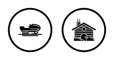 Snowmobile and Cabin Icon vector