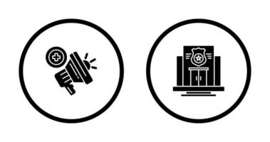 Police Station and Megaphone Icon vector