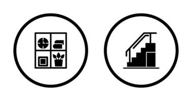 Bookshelf and Stairs Icon vector