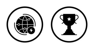 Globe Earth and Trophy Icon vector