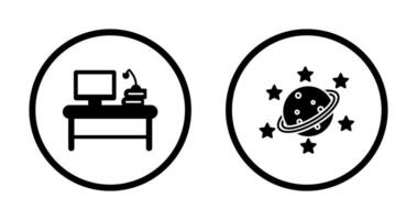 Desktop and Saturn Icon vector