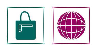 handbag and globe  Icon vector