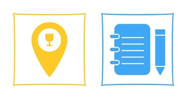 bar location and notepad Icon vector