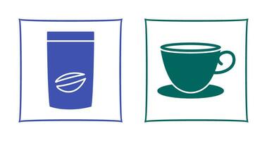 café bolso y té taza icono vector