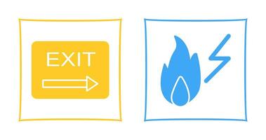 exit and electricity fire Icon vector