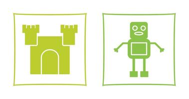 castillo y robot icono vector