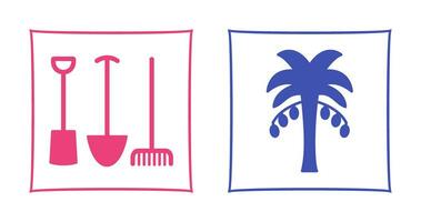 Gardening Tools and Palm tree Icon vector