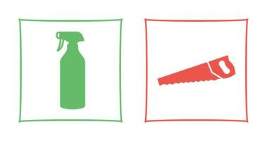 Spray bottle and Handsaw Icon vector