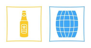 Beer Bottle and Barrel Icon vector