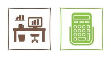 Office Desk and Calculator Icon vector